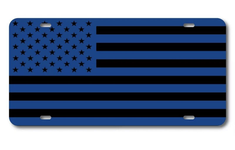 American Flag License Plate Reflex Blue / Gloss Black Military Grunt Subdued USA