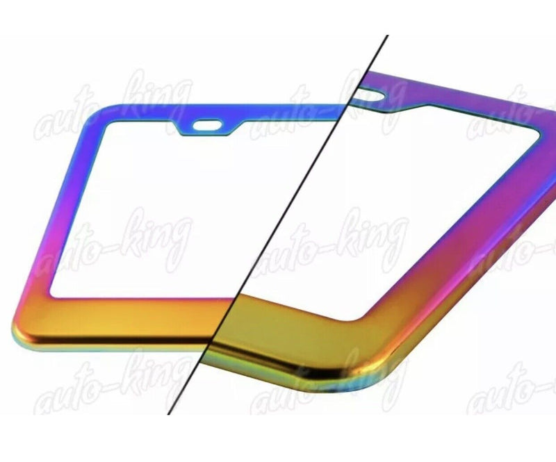 1PC NEO CHROME STAINLESS STEEL LICENSE PLATE FRAME HOLDER COVER FRONT OR REAR