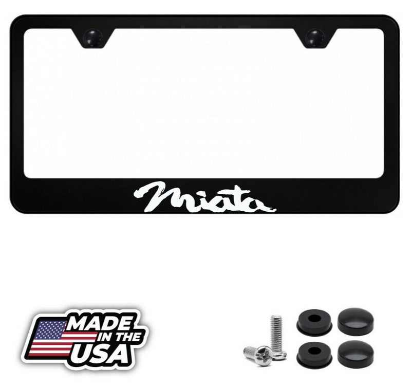 Miata StainlessSteel License Plate Frame Rust Free W/ Bolt Caps