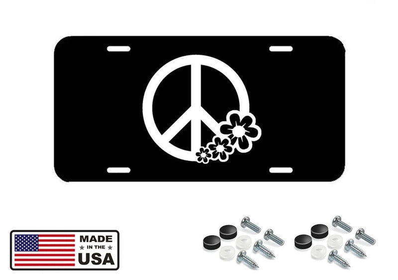 Peace Flowers Front License Plate - Cover for Car Truck SUV Love Flowers Hippie