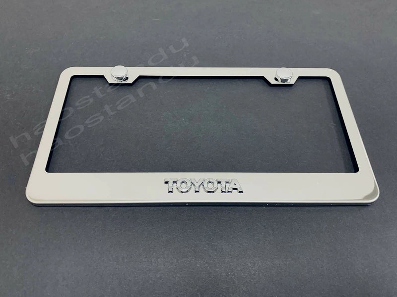 1x For Toyota 3D Emblem STAINLESS STEEL License Plate Frame RUST FREE + Screw Cap