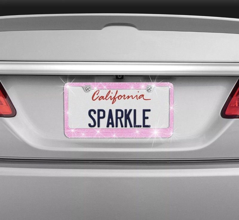 Heavy Duty Metal Pink Crystal Rhinestone Bling License Plate Frame
