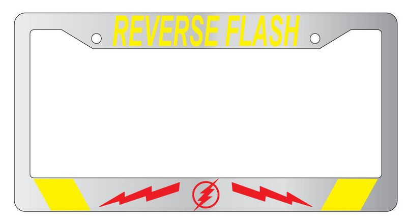 Reverse Flash Chrome METAL License Plate Frame Auto DC  Mod-GRAPH9856236-7947
