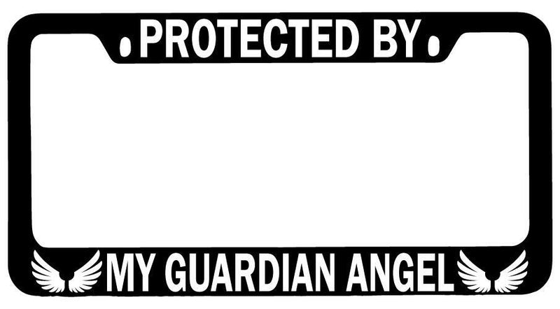 Protected By My Guardian Angel Black METAL License Plate Frame Auto  Mod-GRAPH9856236-8358