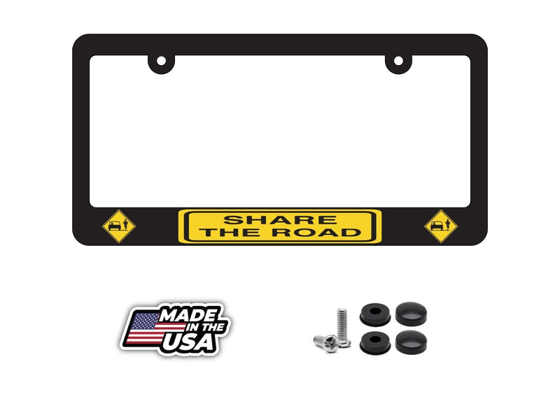 Share The Road Safety Cycling Bicycle Mountain License Plate Frame v2