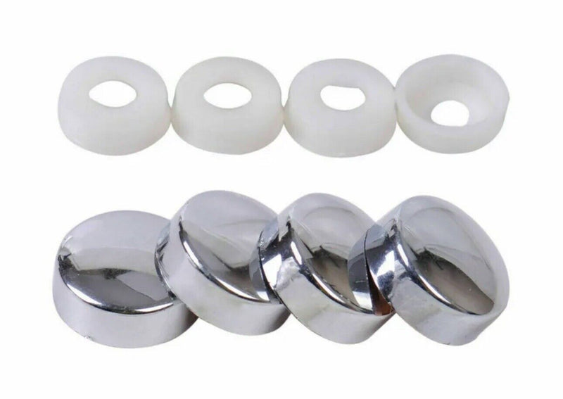 4 Chrome License PlateMounting Holder Frame Shield Screw Cap Covers New