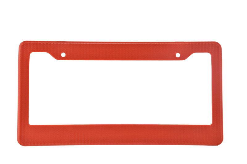 1Pc Plastic Red Carbon Fiber Style License Plate Frames Front & Rear Bracket