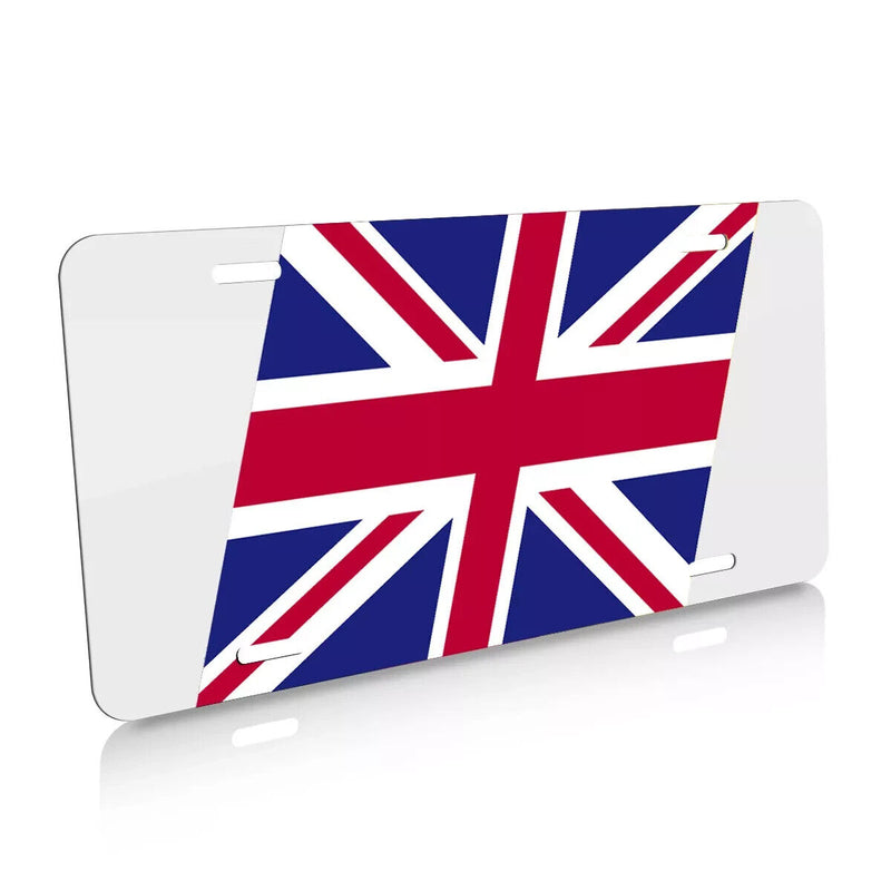 Union Jack USA Flag Racing Style Aluminum Auto License Plate