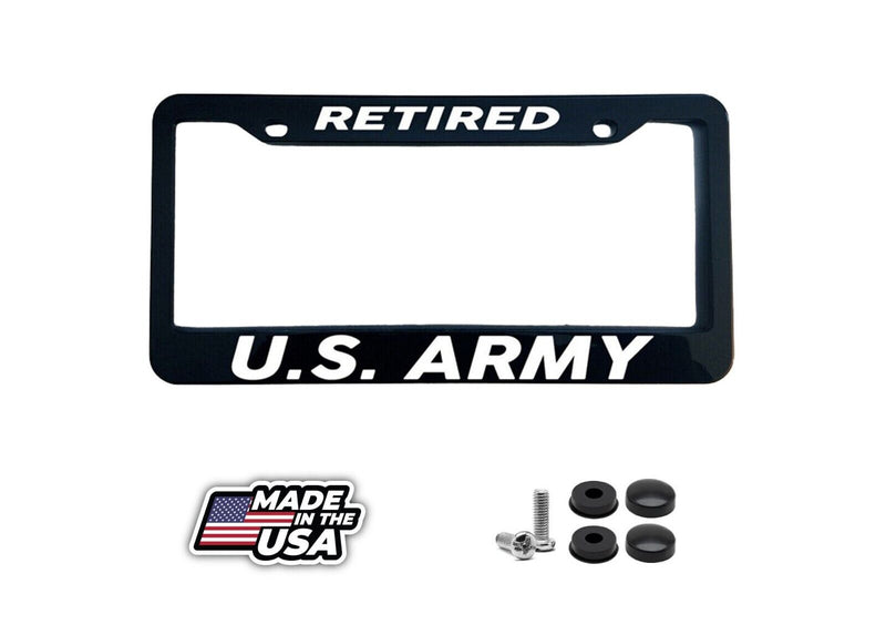 RETIRED US ARMY Glossy Black License Plate Frame