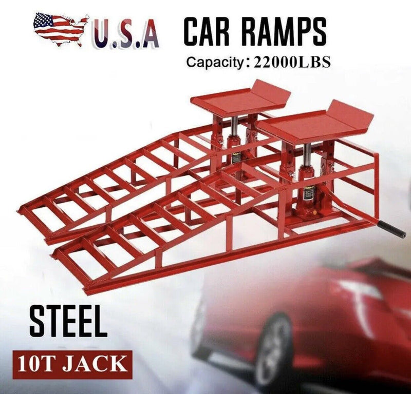 2 Pack 10000lbs Heavy Duty Auto Car Truck Service Hydraulic Lift Vehicle Ramps