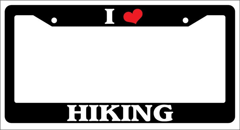 Black License Plate Frame "I Heart Hiking" Auto Accessory Novelty  Mod-GRAPH9856236-2887