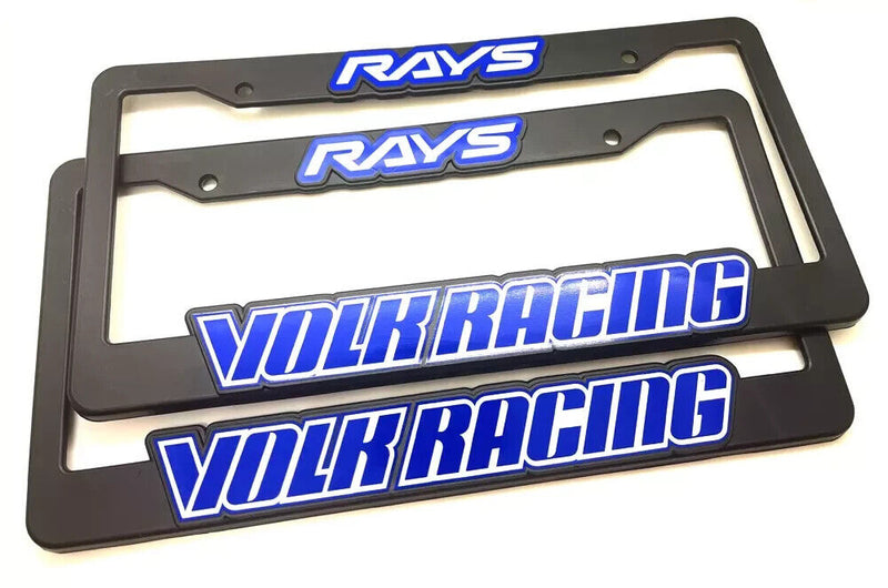 Rays Volk Racing License Plate Frame Blue TE37 CE28 - Pair - Including Hardware