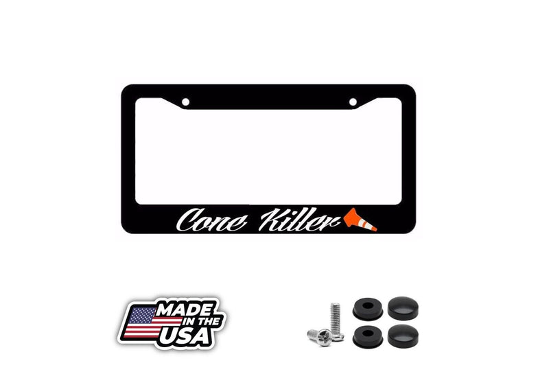 Cone Killer Track JDM Race Drift Dope Low Funny Black License Plate Frame v3