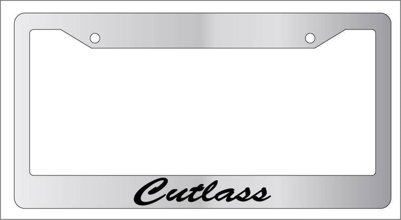 Chrome License Plate Frame CURSIVE CUTLASS Auto Accessory Novelty 1970  Mod-GRAPH9856236-5777
