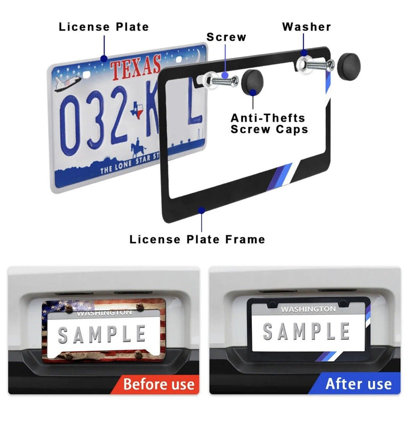1 For Toyota TRD RAV4 Accessory Tri Color Car SUV License PlateFrame Cover