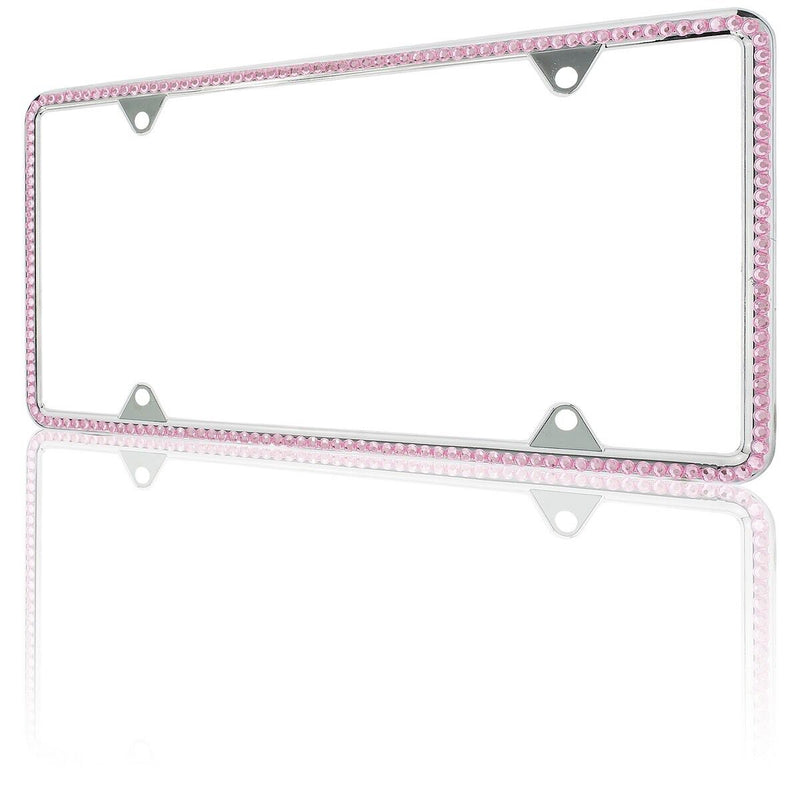 Light Pink Diamond Bling Glitter Crystal RhineStone License Plate Frame Car Thin