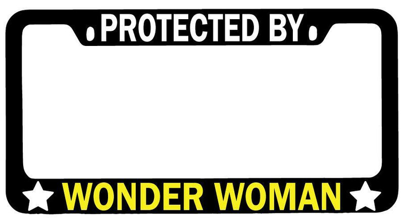 Protected By Wonder Woman Black METAL License Plate Frame Auto DC  Mod-GRAPH9856236-9638