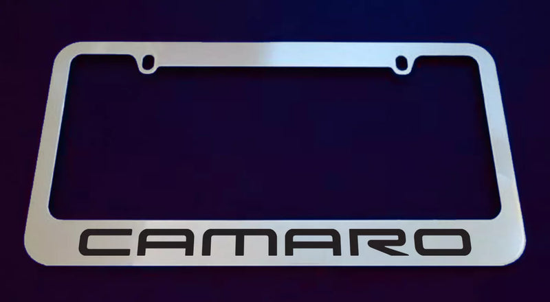 Chevrolet Camaro V1 License Plate Frame, Chrome, Rear, Road Legal, CHEVROLET 2 Frames, Silver, Metal