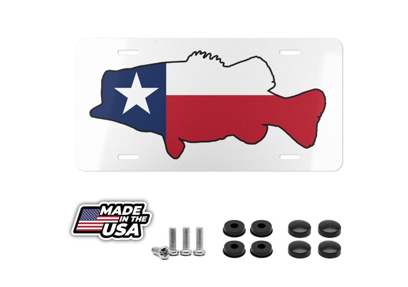 Largemouth Bass Texas Flag Fishing Fish Truck tag Vanity Front License Plate TX