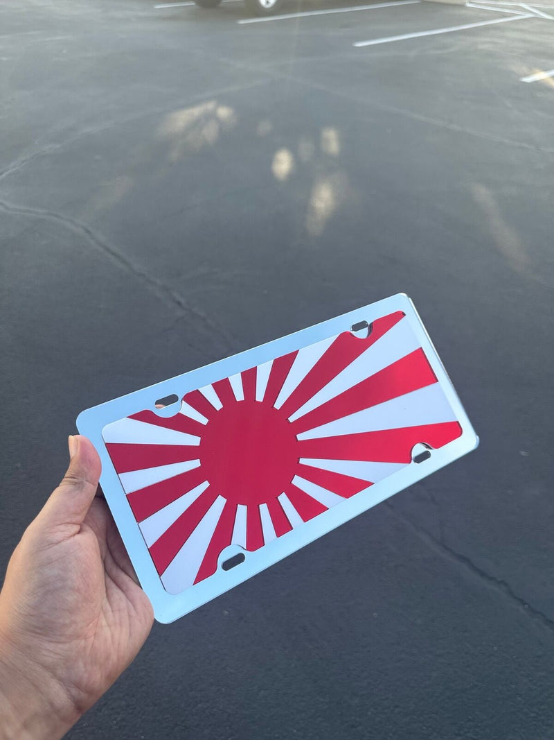 Japan Rising Flag Mirror Acrylic laser cut license plate JDM style