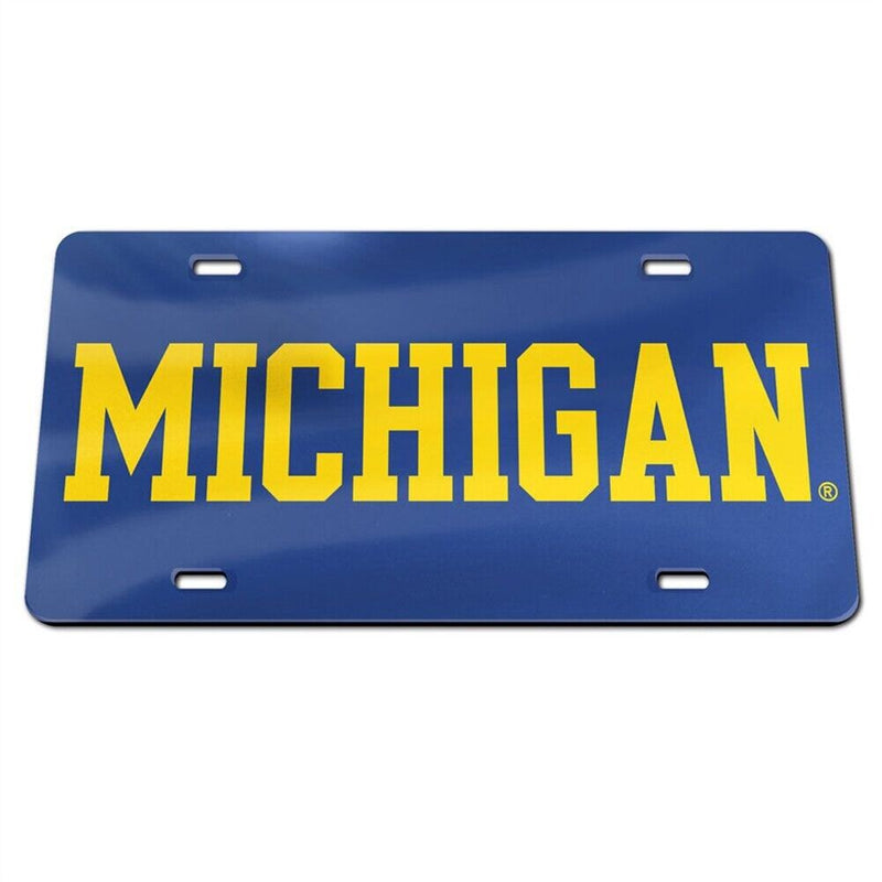 NCAA Michigan Wolverines Mirrored Acrylic License Plate - Navy - Michigan