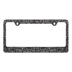 Rocking Bling Crystal Diamond Rhinestone License Plate Frame Black / Silver