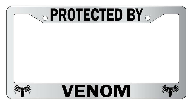 Protected By Venom Chrome License Plate Frame Auto For Marvel  Mod-GRAPH9856236-5108