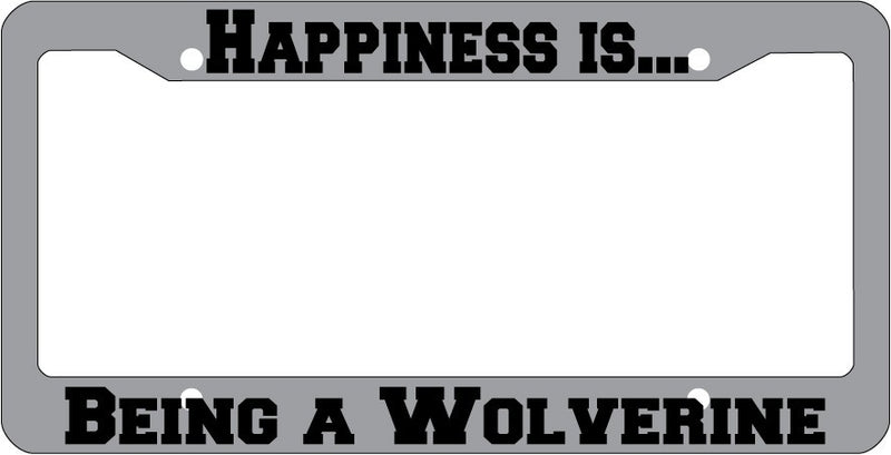 Chrome License plate frame Happiness is being a Wolverine 847  Mod-GRAPH9856236-1265