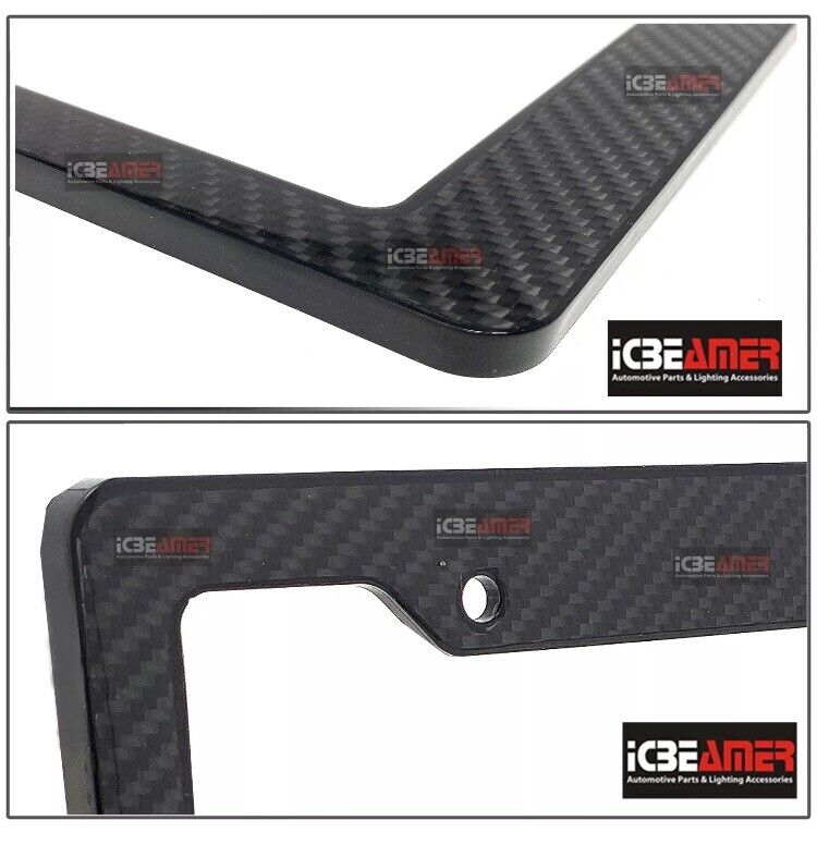 2 pcs Black Carbon FIBER LICENSE Plate Frame COVER ORIGINAL 3K U101