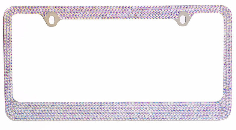7 Rows AB Bling Crystal Rhineston License Plate Frame With Screws Caps