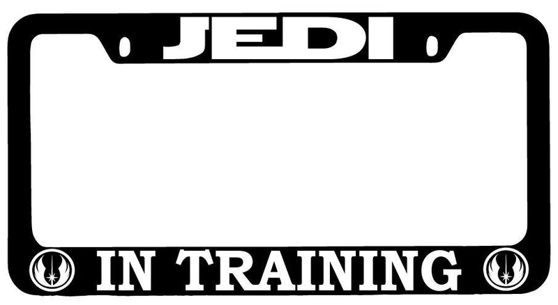 Black METAL License Plate Frame Jedi In Training Auto Accessory  Mod-GRAPH9856236-9091