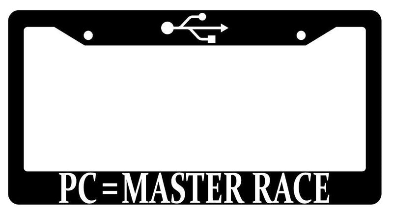 PC Master Race Black Plastic License Plate Frame MMO  Mod-GRAPH9856236-98