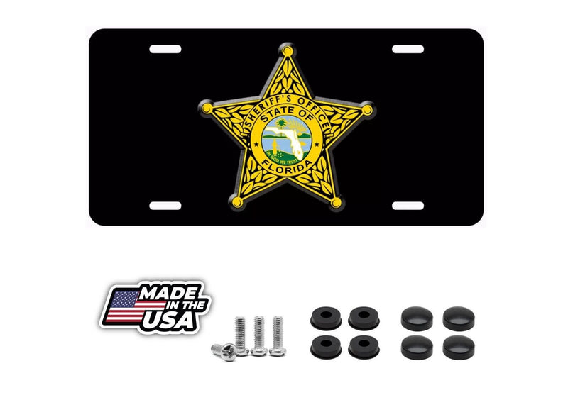 Sheriff Florida Aluminum Novelty Car Black License Plate