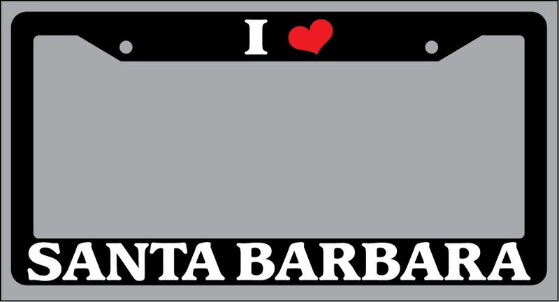 Black License Plate Frame "I Heart Santa Barbara" Auto Accessory Novelty 2652  Mod-GRAPH9856236-850