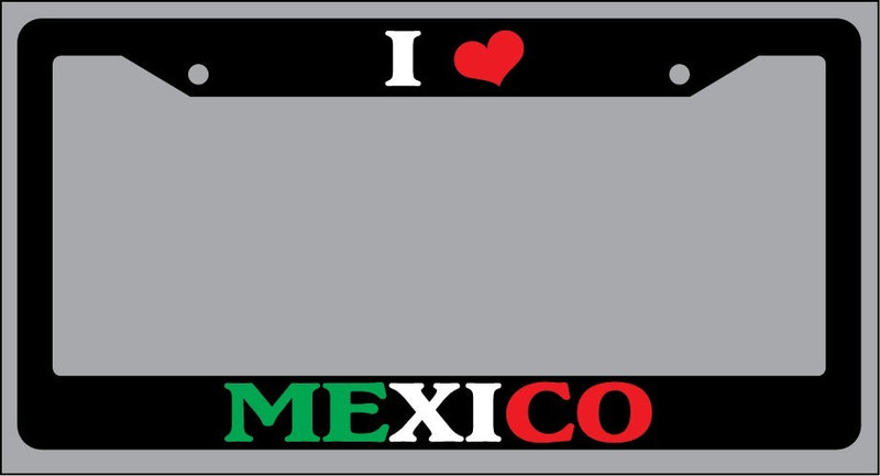 Black License Plate Frame I Heart Mexico Color Auto Accessory 992  Mod-GRAPH9856236-1402