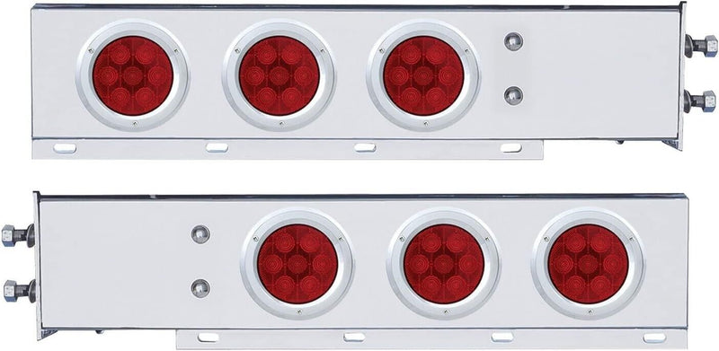 Stainless Rear Mud Flap Hanger red LED Lights Spring Loaded 2-1/2" spacing 61730