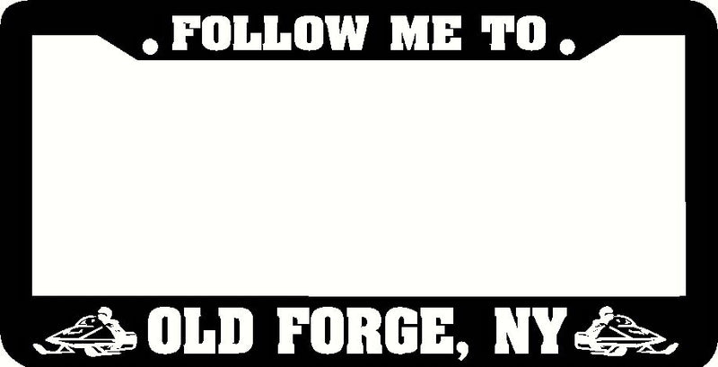 OLD FORGE NY SNOWMOBILE SNOW MOBILE FOLLOW ME TO License Plate Frame