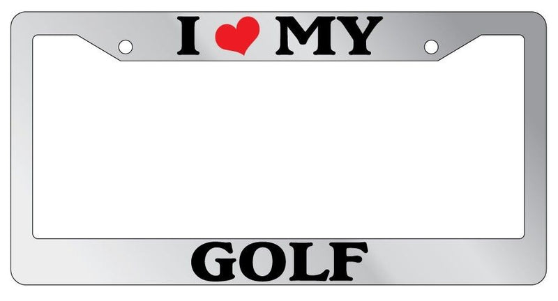 Chrome License Plate Frame I Heart My Golf Auto Accessory Novelty 1807  Mod-GRAPH9856236-6333
