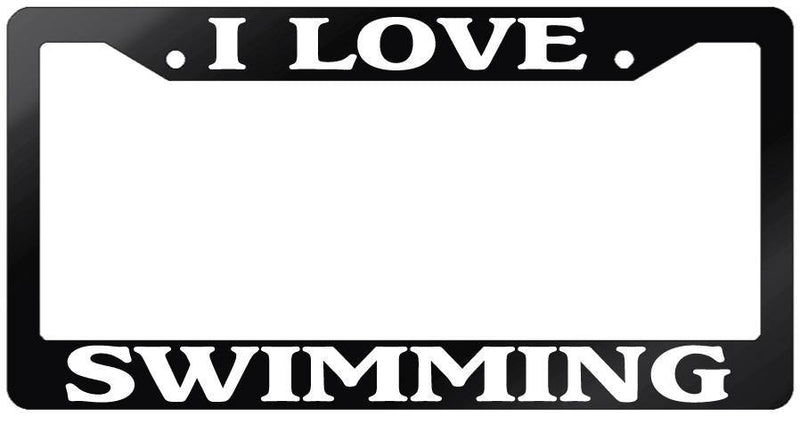 Glossy Black License Plate Frame I LOVE SWIMMING Auto Accessory  Mod-GRAPH9856236-7540