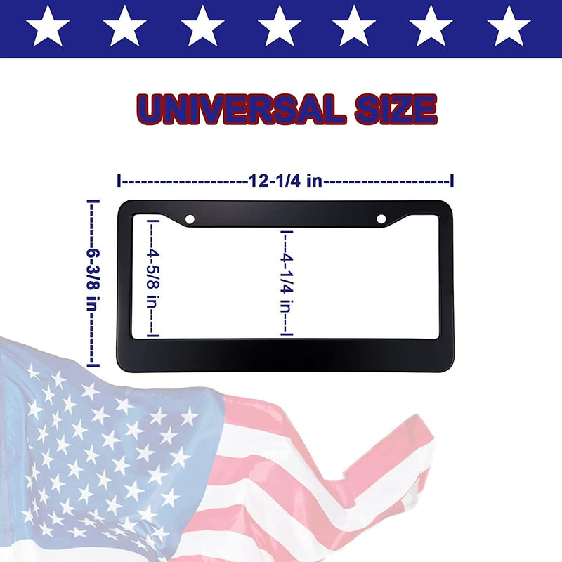 2 Matte Black Aluminum License Plate Frames Including Mounting Hardware