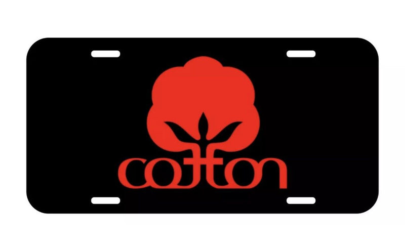 COTTON NOVELTY VANITY LICENSE PLATE TAG CARS AND TRUCKS ALUMINUM METAL RED