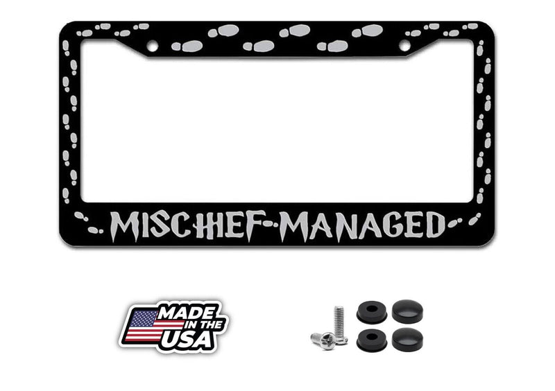 Mischief Managed Car License Plate Frame Including Mounting Hardware