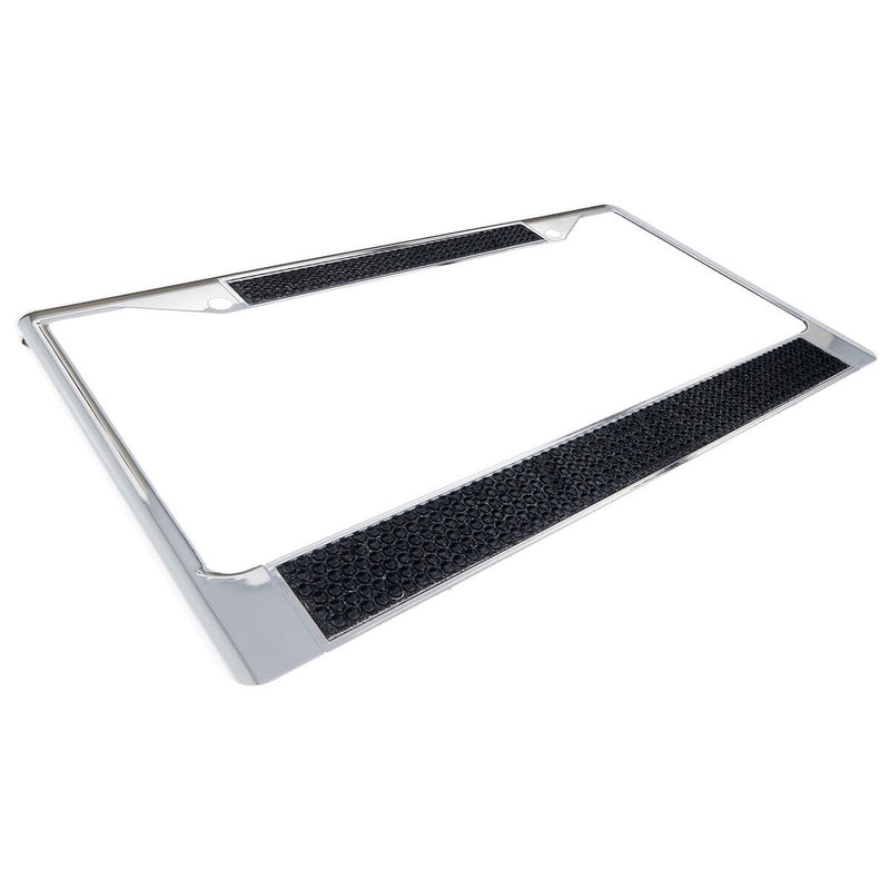 Premium Chrome Black Bling Crystal Diamond License Plate Frame for Car-Truck