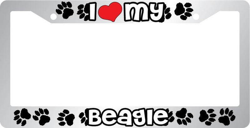 Chrome License Plate Frame I Heart My Beagle Auto Accessory Peticular  Mod-GRAPH9856236-6602