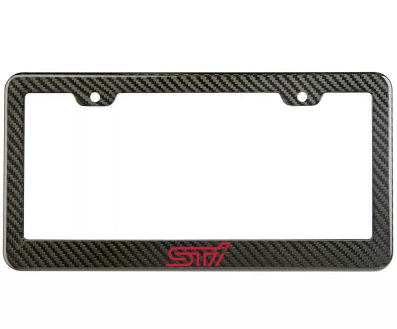 STI license plate frame carbon fiber look style glossy plastic