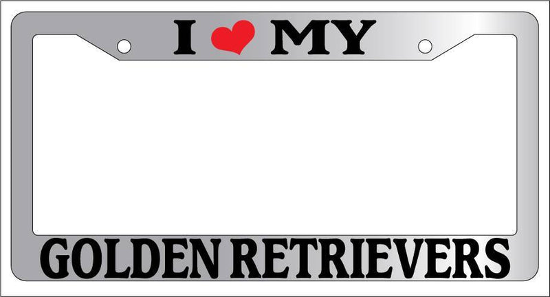 Chrome METAL License Plate Frame I HEART MY GOLDEN RETRIEVERS Auto Accessory 405  Mod-GRAPH9856236-9578