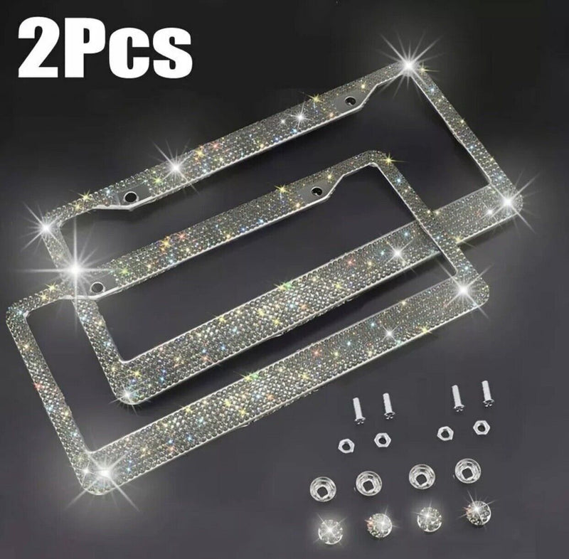Bling Metal License Plate Frame Glitter Crystal Diamond Sparkling Rhinestone