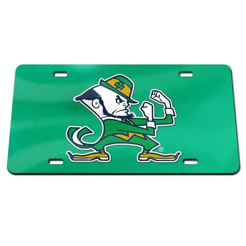 NCAA Notre Dame Fighting Irish Mirrored Acrylic License Plate - Green - Leprechaun