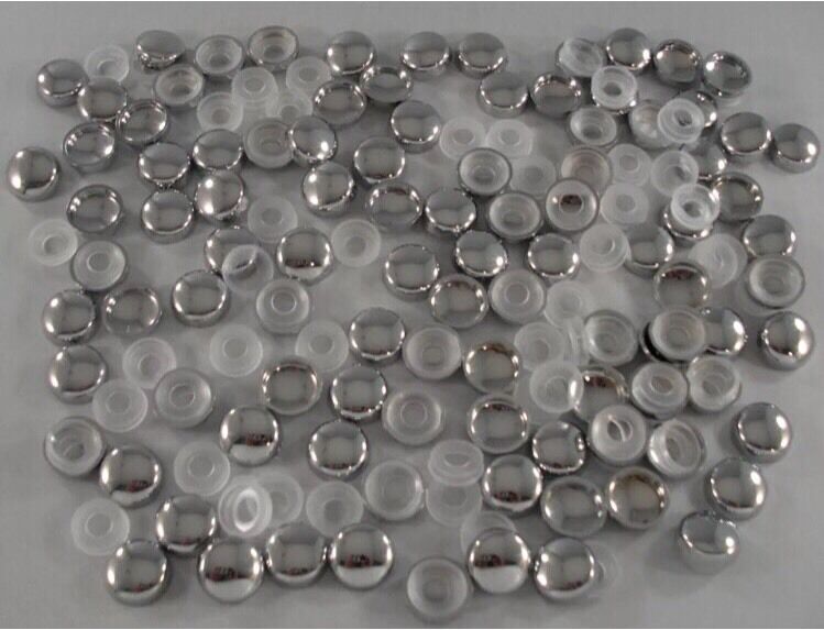 52 pcs Chrome smooth License Plate Frame Screw Caps Bolt Covers Bulk Lot bagged