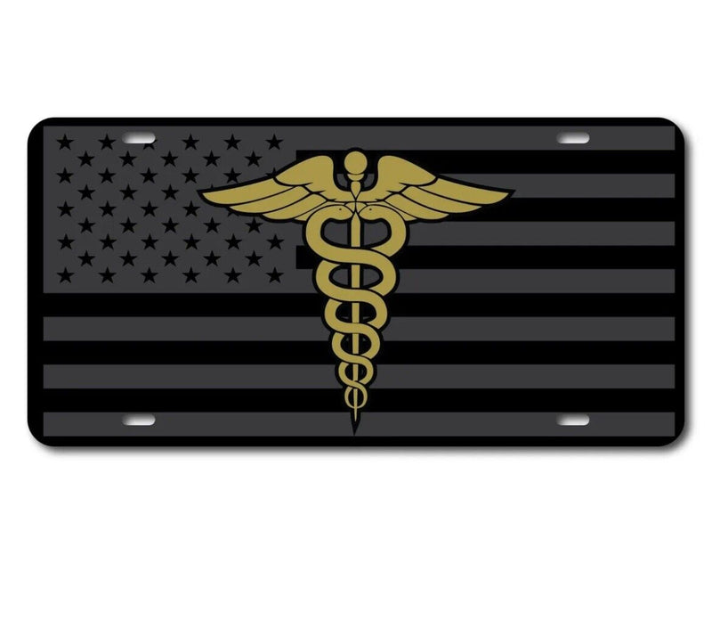American Flag With Caduceus Medical Symbol Vanity License Plate Paramedic EMT